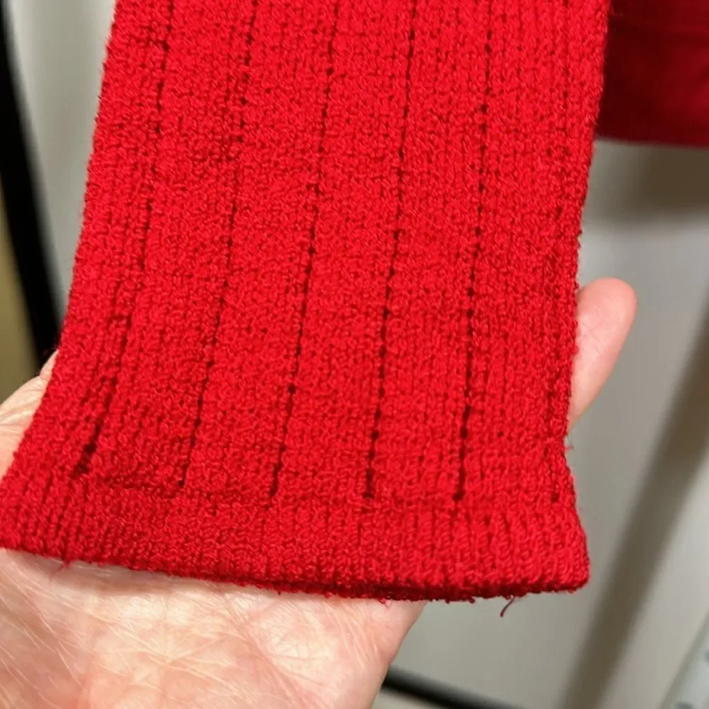 ST. JOHN SPORT Women's Ribbed Cotton Knit Zipper Sweater Jacket Red Size Petite